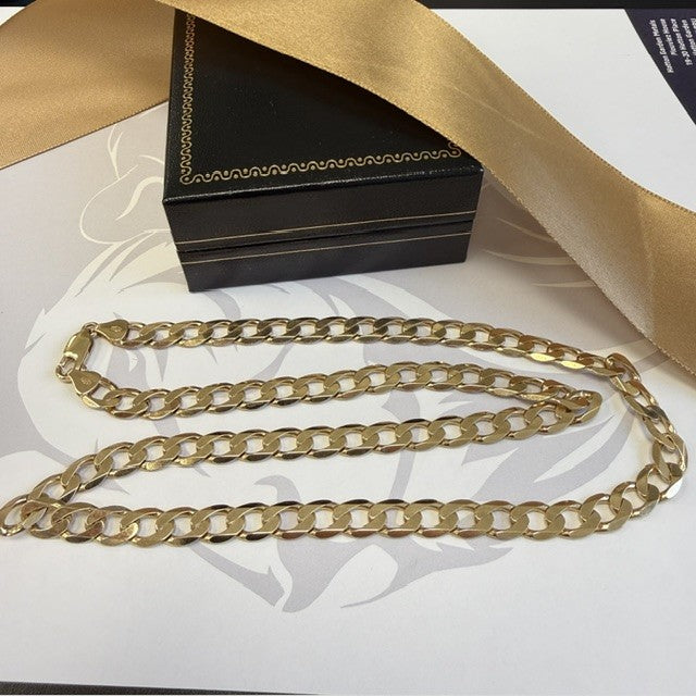 9ct Gold Curb Chain Solid Gold Men's Curb - 21 Inch