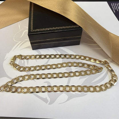 9ct Gold Curb Chain Solid Gold Men's Curb - 21 Inch