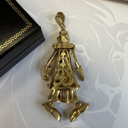 9ct Gold Extra Large Moveable Clown Pendant Solid Gold