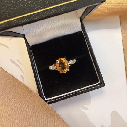 9ct Yellow Gold Citrine & Diamond Ring
