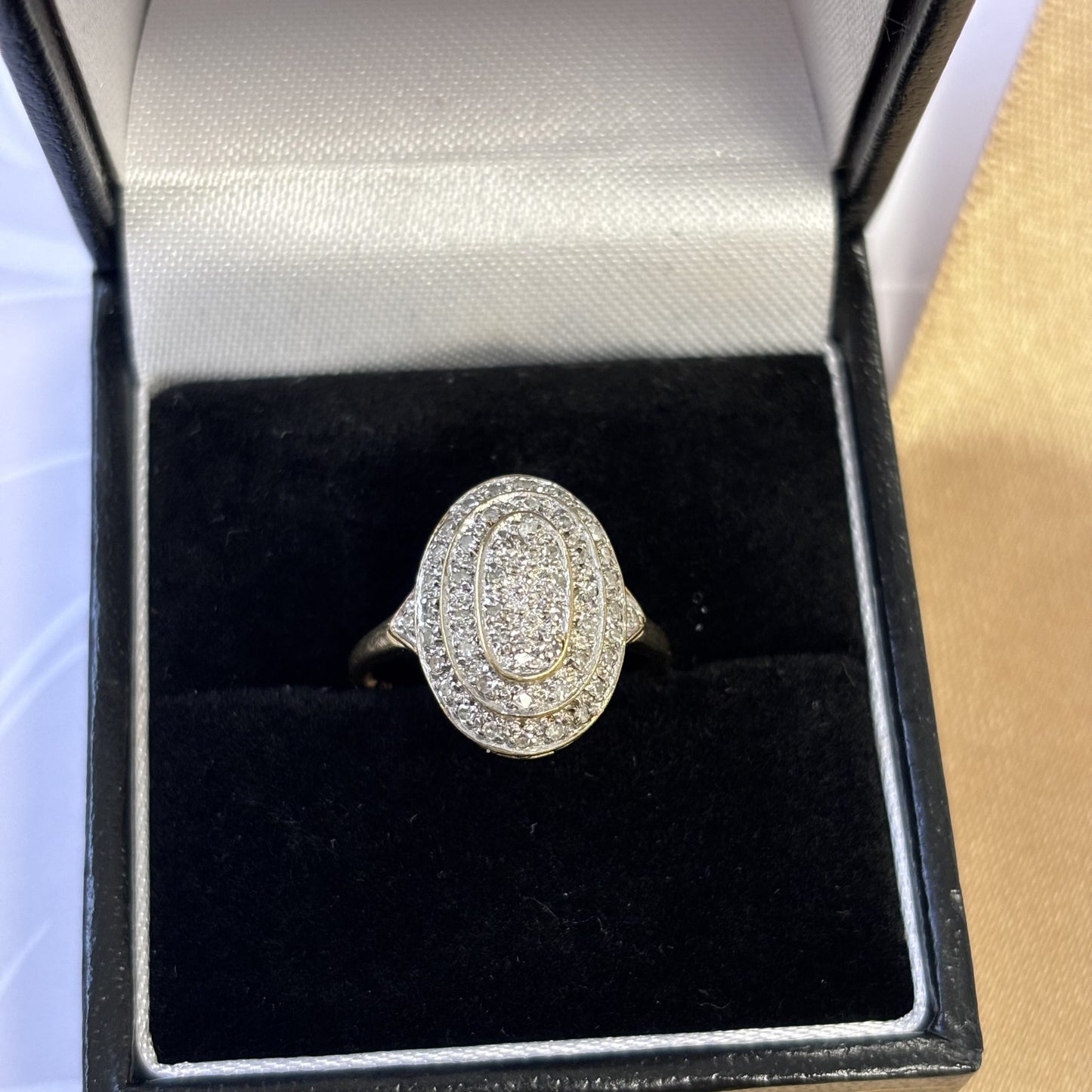 9ct Yellow Gold Diamond Oval Cluster Ring