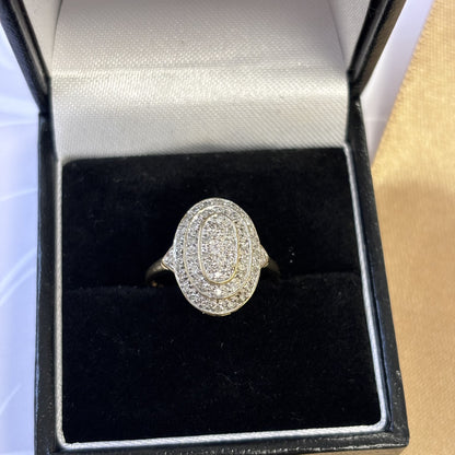 9ct Yellow Gold Diamond Oval Cluster Ring