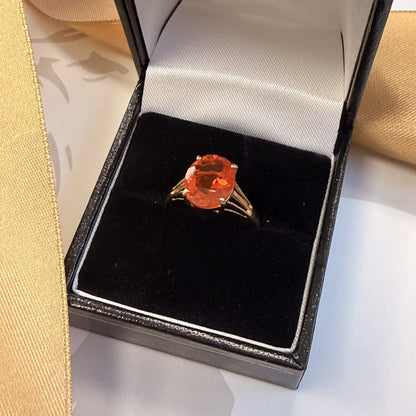 9ct Yellow Gold Fire Opal Solitaire Ring
