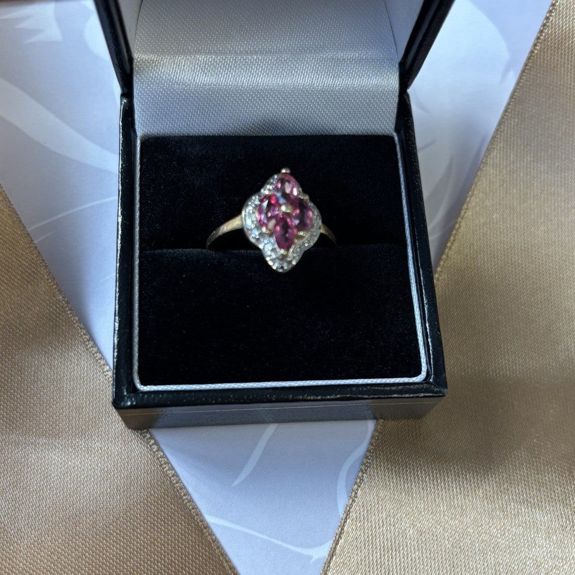 9ct Gold Pink Sapphire Diamond Ring