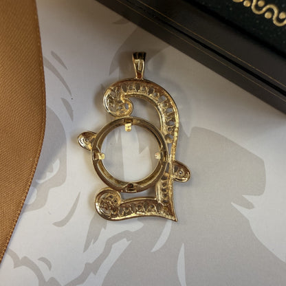 9ct Gold CZ Half Sovereign Pendant Mount