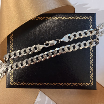 9ct White Gold Curb Chain - 22 Inch