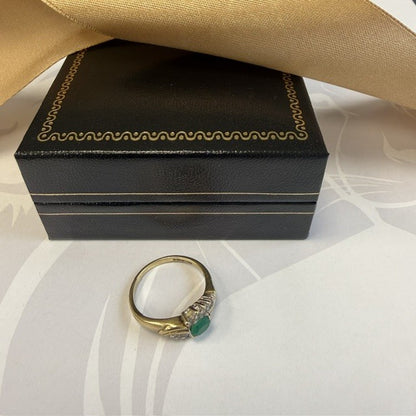 9ct Emerald and Diamond Dress Ring