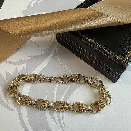 9ct Gold Tulip Bracelet Solid Gold Bracelet - 7.5 Inch