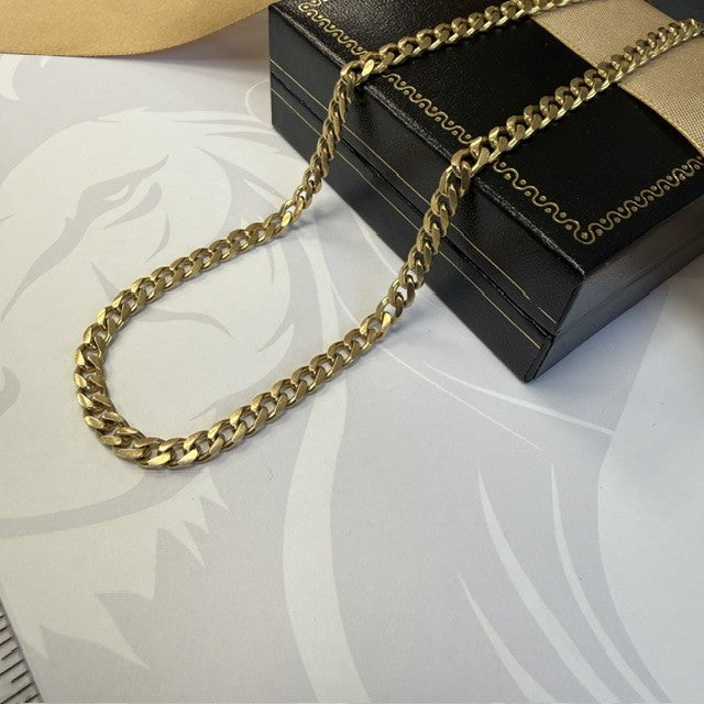 9ct Gold Cuban Chain Man's Solid Gold Chain - 18 Inch