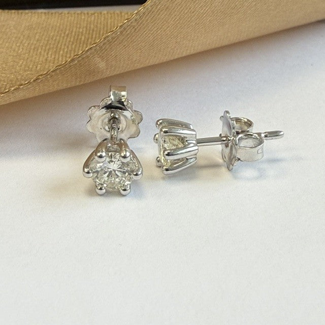18ct Diamond Stud Earrings 18ct White Gold - Natural Diamond 1.00ct