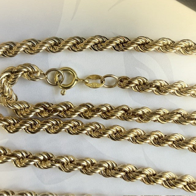9ct Yellow Gold Rope Chain - 24 inch