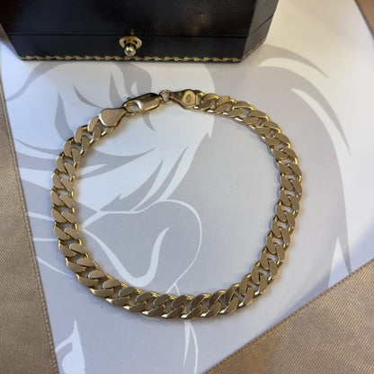 9ct Yellow Gold Flat Curb Link Bracelet