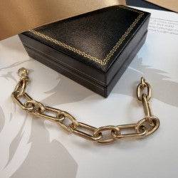 9ct Gold Hollow Link Bracelet - 7 Inch