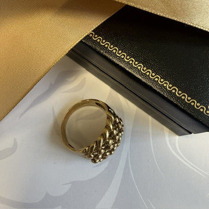 9ct Gold Gents 5 Row Keeper Ring Solid Gold
