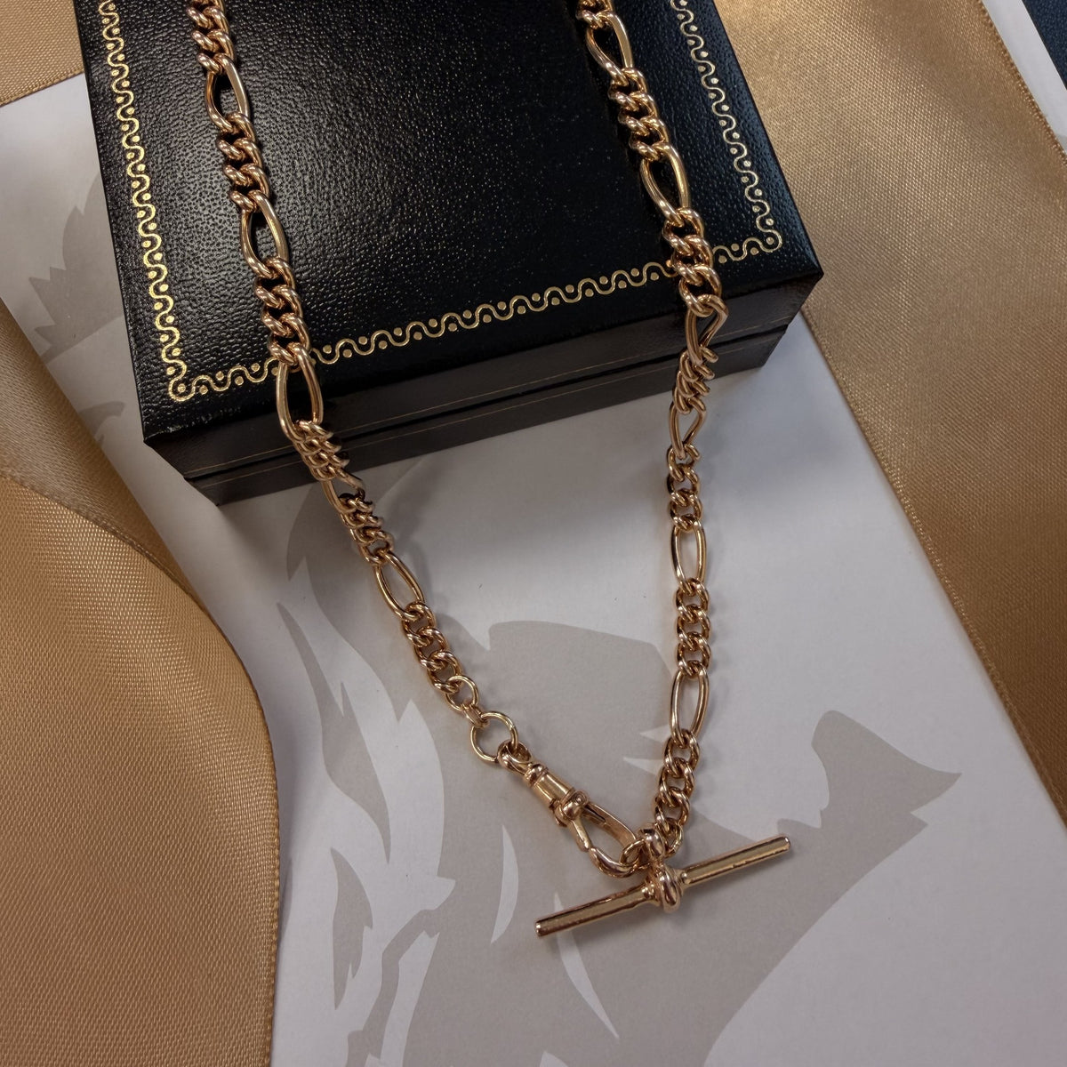 9ct Rose Gold Albert Chain with T-Bar - 18 Inch