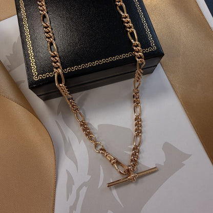 9ct Rose Gold Albert Chain with T-Bar - 18 Inch