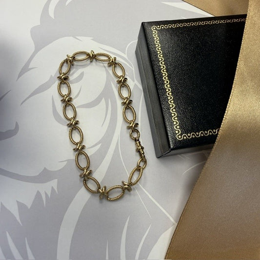 9ct Yellow Gold Oval Fancy Link Bracelet - 8 Inch
