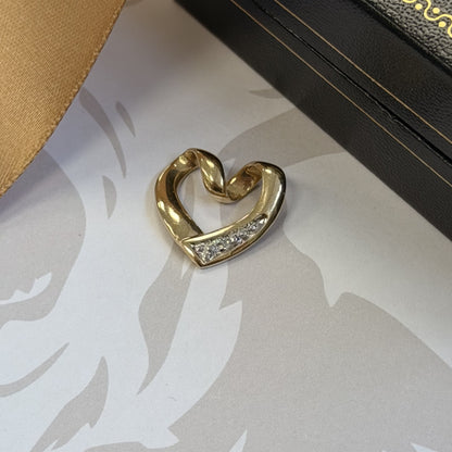 9ct Gold CZ Open Heart Pendant