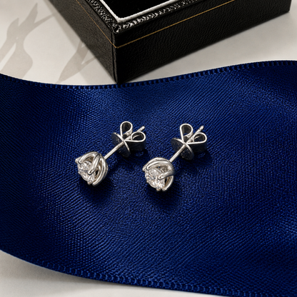 18ct White Gold 1.00ct Diamond Stud Earrings – G/SI Round Brilliant Solitaire Earrings
