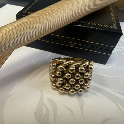 9ct Gold Men's Keeper Ring 5 Row Solid Gold