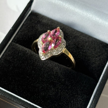 9ct Gold Pink Sapphire Diamond Ring