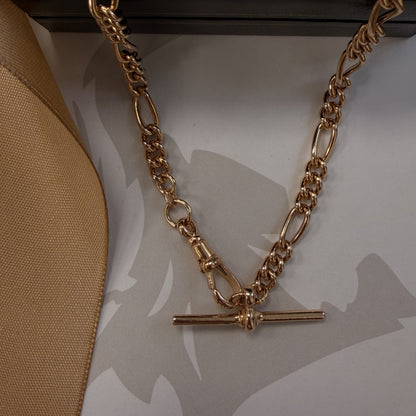 9ct Rose Gold Albert Chain with T-Bar - 18 Inch