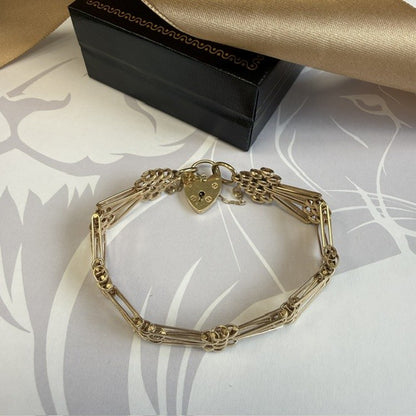 9ct Yellow Gold Gate Bracelet - 7 Inch