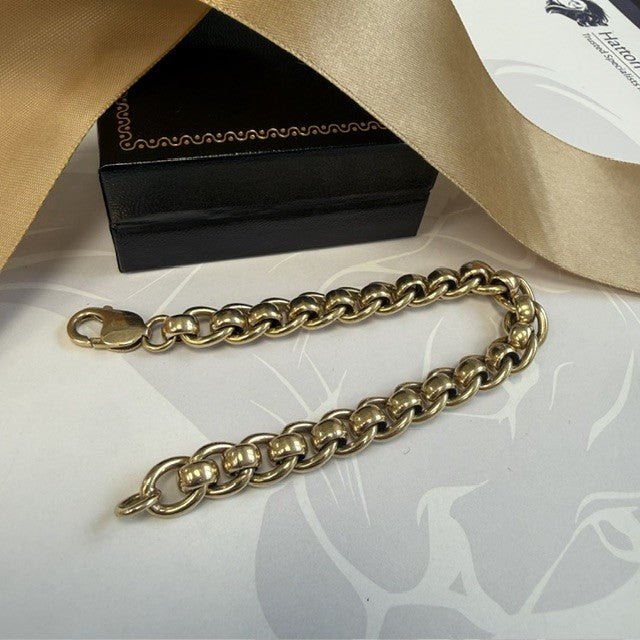 9ct Gold Rollerball Bracelet SOLID Man's Bracelet - 7.5 Inch