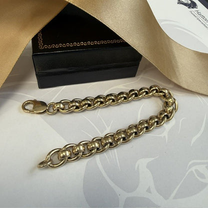 9ct Gold Rollerball Bracelet SOLID Man's Bracelet - 7.5 Inch