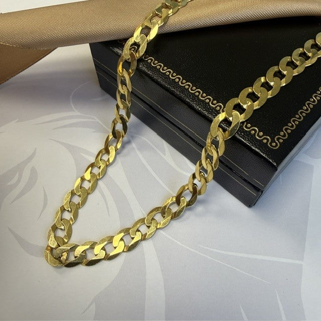 9ct Gold Man's Curb Chain Solid Gold - 20 Inch