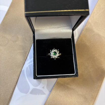 9ct Gold Green Cubic Zirconia Cluster Ring