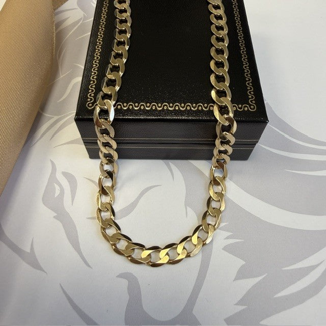 9ct Gold Curb Chain Solid Gold Men's Curb - 21 Inch