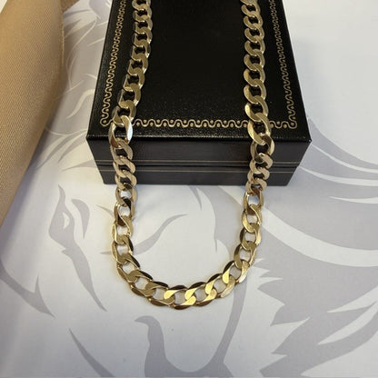 9ct Gold Curb Chain Solid Gold Men's Curb - 21 Inch