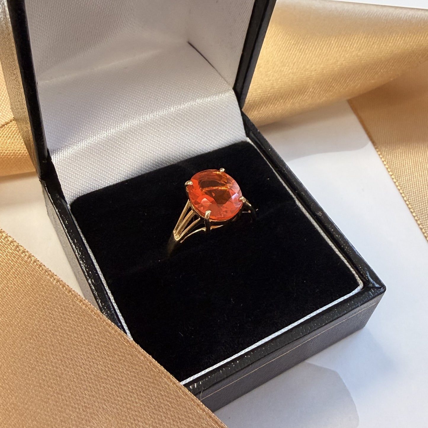 9ct Yellow Gold Fire Opal Solitaire Ring