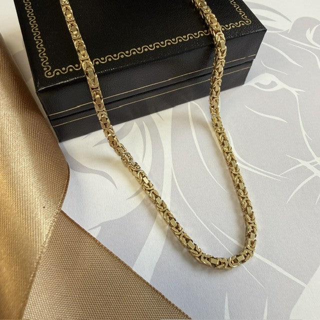 9ct Gold Byzantine Necklace Solid Gold Chain - 30 Inch