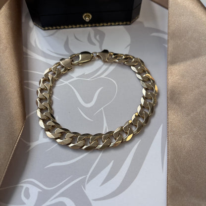 9ct Yellow Gold Heavy Flat Curb Link Bracelet