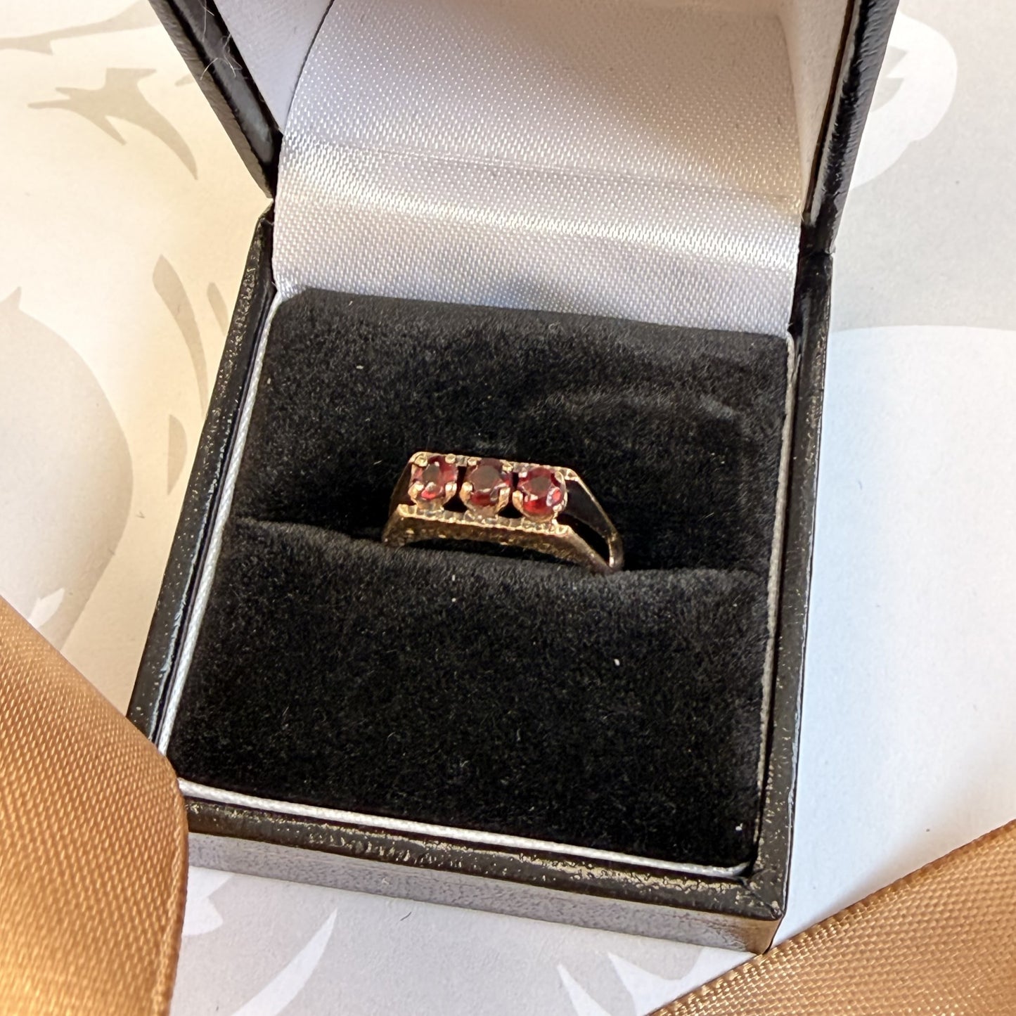 9ct Yellow Gold Three-Stone Garnet Ring