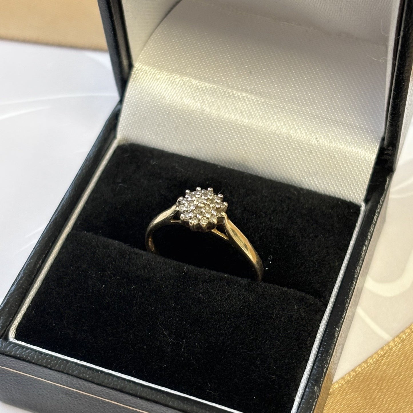 9ct Yellow Gold Diamond Cluster Ring
