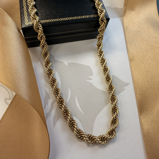 9ct Yellow Gold Rope Chain - 21 Inch