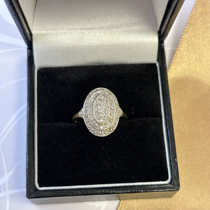 9ct Yellow Gold Diamond Oval Cluster Ring
