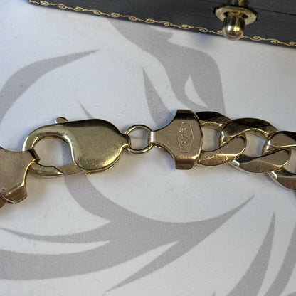 9ct Yellow Gold Heavy Flat Curb Link Bracelet