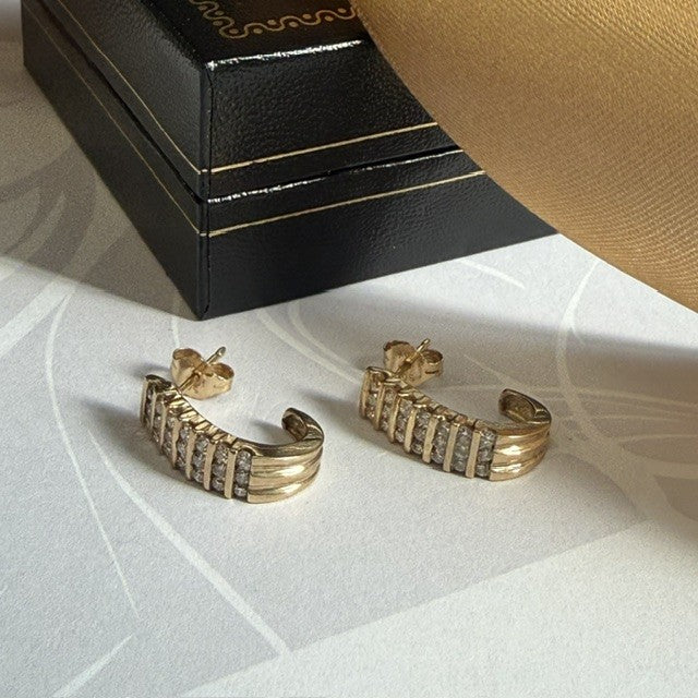 9ct Gold Diamond stud Drop earrings