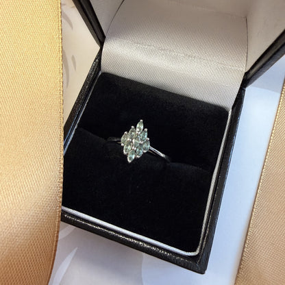9ct White Gold Aquamarine Cluster Ring