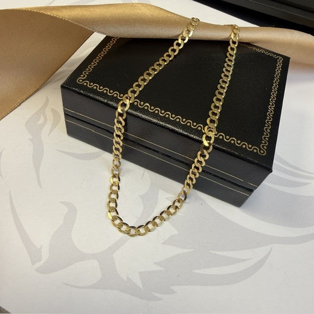 9ct Curb Chain Solid Gold Curb Necklace - 18 Inch