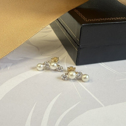 9ct Gold Pearl Drop Stud Earrings