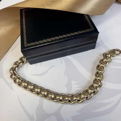 9ct Gold Rollerball Solid Gents Bracelet - 7.5 Inch