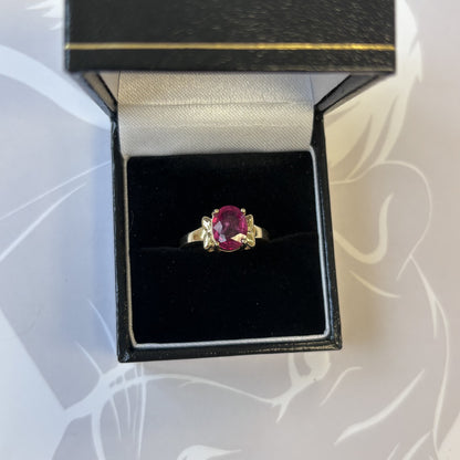 9ct Yellow Gold Rubellite Oval-Cut Dress Ring