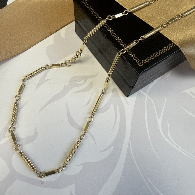 9ct Yellow Gold Fancy Link Chain Solid Gold Necklace - 19 Inch
