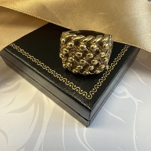 9ct Gold Gents 5 Row Keeper Ring Solid Gold