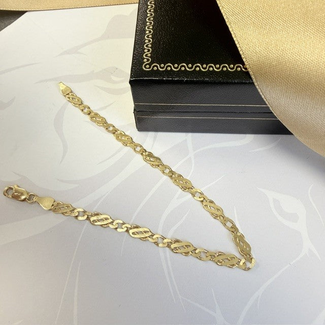 9ct Gold Mariner Bracelet Solid Gold - 7 Inch